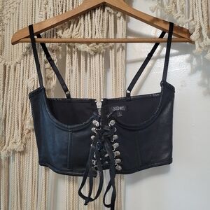 Widow Black Faux / Vegan Leather Corset